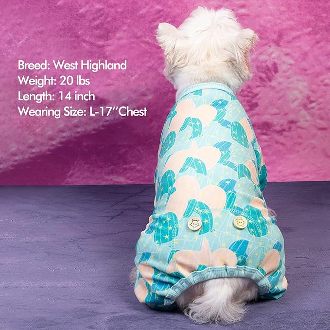 KYEESE Dog Pajamas Soft Dogs Clothes Pet Coat Velvet Dog Pajamas Small Sized Dogs Comfy Doggie Jammies Onesie Stretchy Doggie Pjs Pet Costume with Cactus Pattern, Small