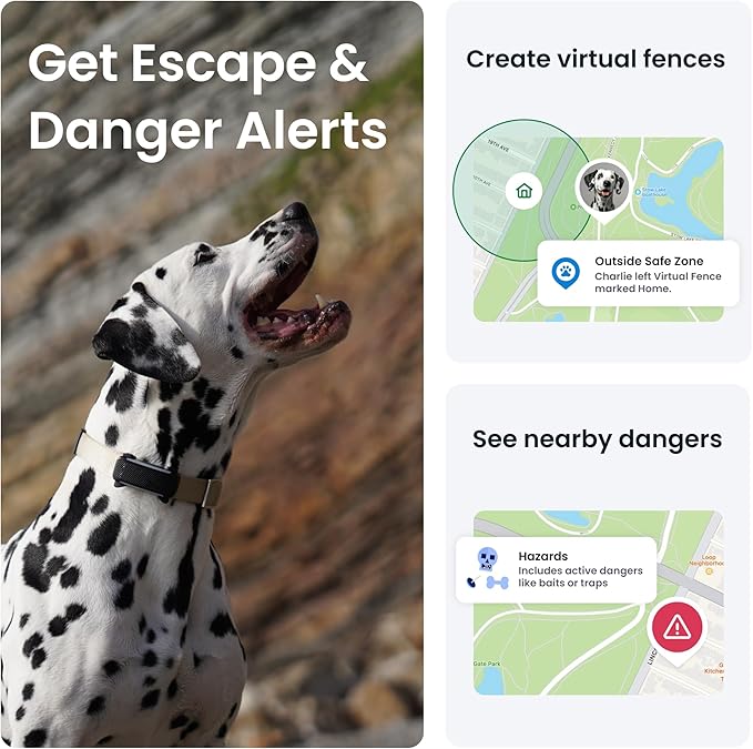 Tractive GPS Dog Tracker (2025 Release) | Real-time Pet Location Tracker | Health & Wellness Alerts | Virtual Fence for Dogs | Bark Monitoring | Dog Collar Attachment (Black)