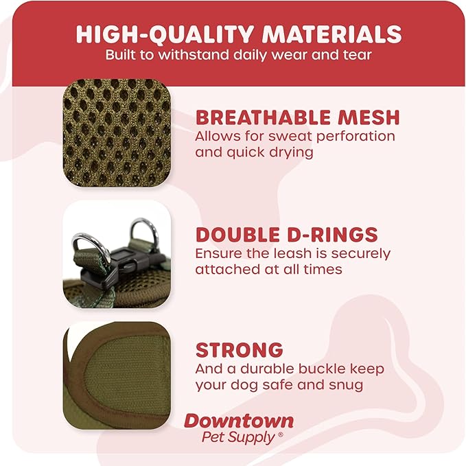 Downtown Pet Supply Step in Dog Harness for Small Dogs No Pull, Small, Hunter Green - Adjustable Harness with Padded Mesh Fabric and Reflective Trim - Buckle Strap Harness for Dogs