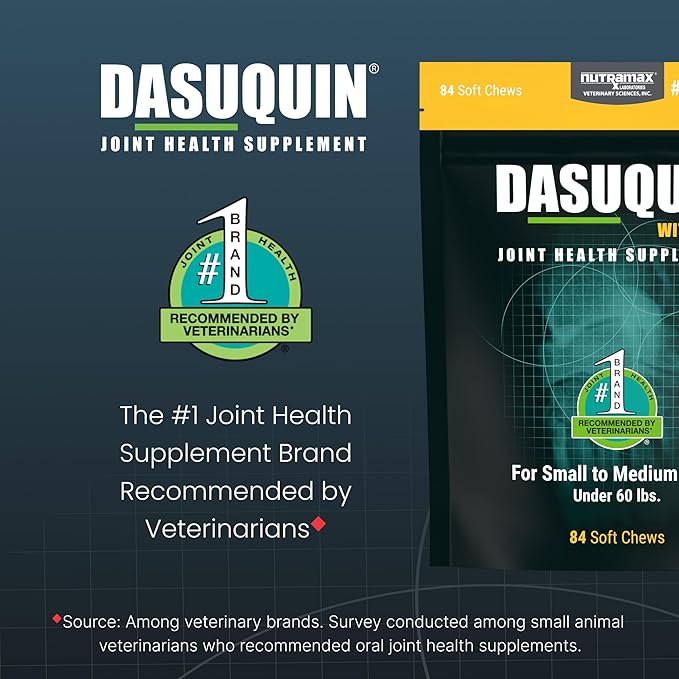 Nutramax Laboratories Dasuquin with MSM Joint Health Supplement for Small to Medium Dogs - With Glucosamine, MSM, Chondroitin, ASU, Boswellia Serrata Extract, and Green Tea Extract, 84 Soft Chews