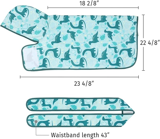 HDE Dog Bathrobe Super Absorbent Quick Drying Towel with Hood for All Dog Breeds Sizes S-XXL - Dinosaurs - S