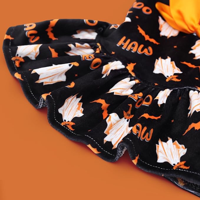 CuteBone Turtleneck Dog Velvet Dress Halloween Puppy Skirt Costume Pet Clothes Cat Apparel with Bow Hair Rope for Small Dogs CVD17XS