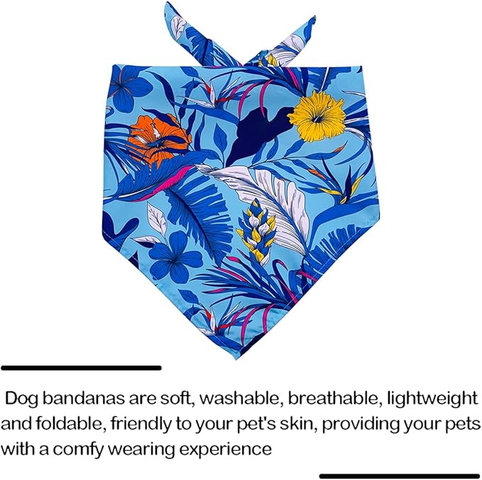 100PCS Dog Bandanas Hawaii Bulk Summer for Small Medium Dog Palms Leaves Fruits Flamingos Bench Ocean Triangle Bibs Scarves Boys Girls Grooming Accessories