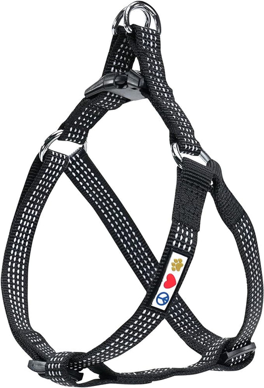 Pawtitas Pet Soft Adjustable Step-In Reflective Puppy / Dog Harness Extra Small 3/8 Inch Black
