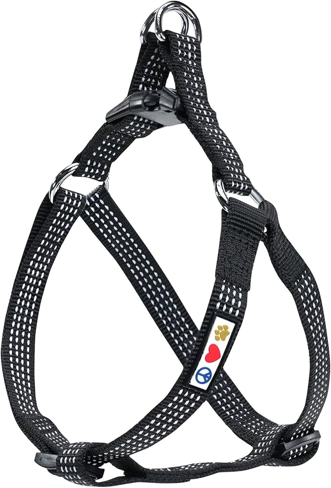 Pawtitas Adjustable Reflective Dog Harness - Step In, Senior to Puppy, Black