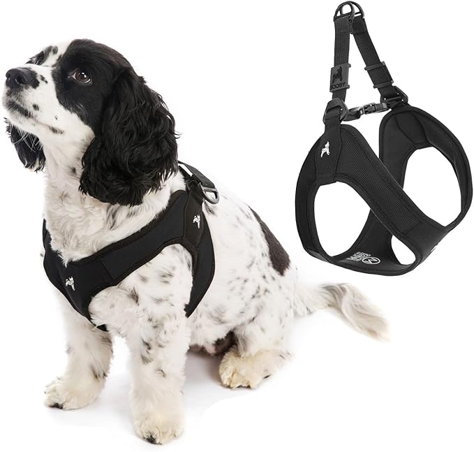 Gooby Escape Free Easy Fit Harness - Black, Large - No Pull Step-in Patented Small Dog Harness with Quick Release Buckle - Perfect On The Go No Pull Harness for Small Dogs or Medium Dog Harness