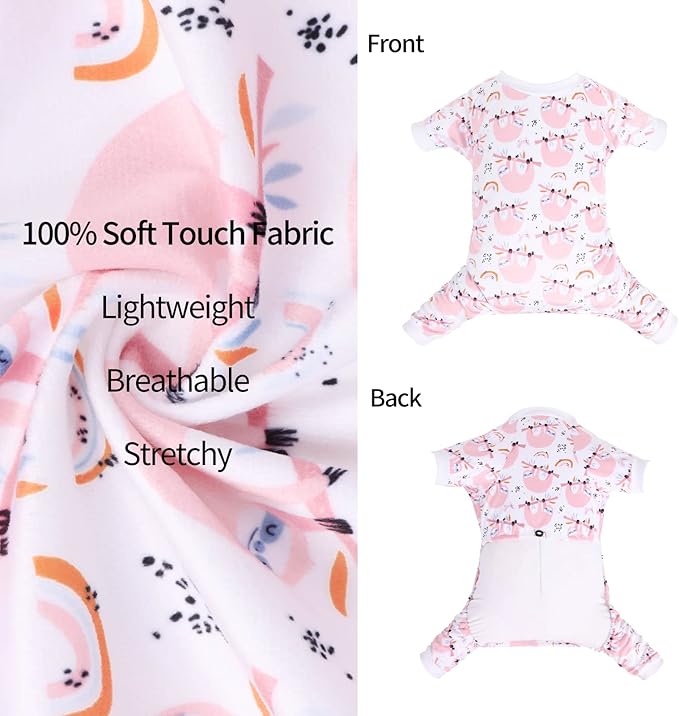 CuteBone Sloth Soft Puppy Pajamas Cute Dog Pjs Fall Jumpsuit Pet Clothes Apparel P263L Large