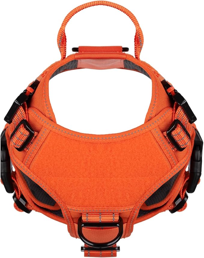 ICEFANG Tactical Dog Harness,Medium Size, 2X Metal Buckle,Working Dog MOLLE Vest with Handle,No Pulling Front Leash Clip,Hook and Loop Panel