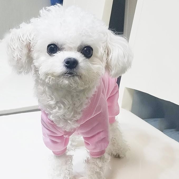 Dog Hoodie, Pet Jumpsuit Fleece Sweatshirt with Buttons, Dog Clothes, Dog Cold Weather Coats, Dog Pajamas, Winter Warm Cotton Puppy Hoodie 4 Legs Dog Clothes for Small Medium Large Dogs Cats Boy Girl