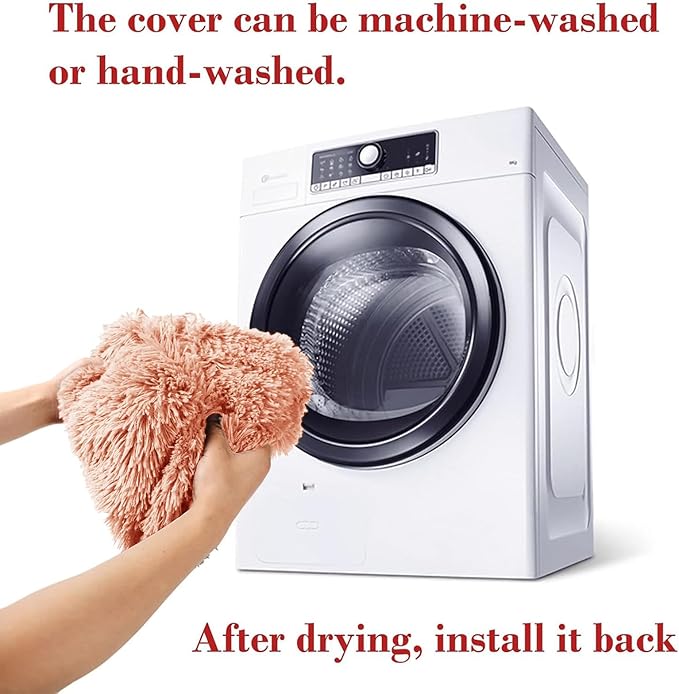 Calming Dog Bed Fluffy Plush Dog Mat for Furniture Protector with Removable Washable Cover for Large Medium Small Dogs and Cats (Small(35x31x5),Pink)