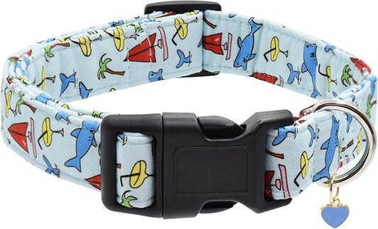 Bubblepup Dog Collar, Adjustable Dog Collar for Small Medium Large Dogs with Soft Cotton & Quick-Release Buckle