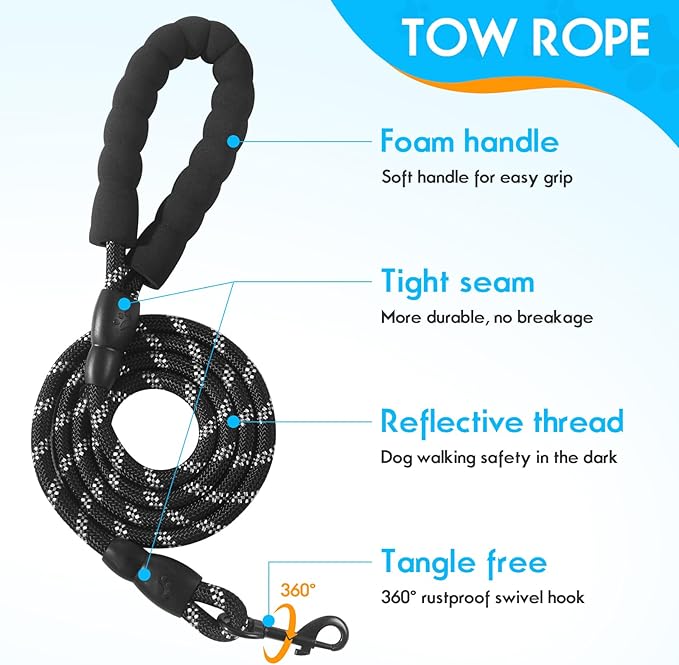 Dog Harness Adjustable Reflective Easy Control for Medium/Large Dog Harness with A Free Heavy Duty 5ft Dog Leash (XL (Neck: 23.6"-31", Chest: 26.7"-36.6") (Blue, Extra Large)