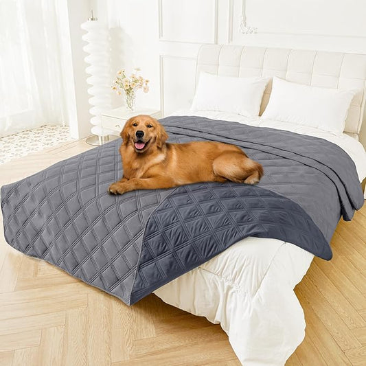 Smiry Waterproof Dog Bed Cover Blanket 82x120, Soft Reversible Pet Blanket, Washable Leakproof Cats Dogs Couch Cover for Sofa, Couch, Furniture, Grey/Dark Grey