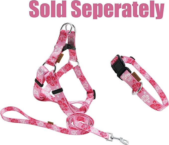 Dog Collar, Cute Floral Pattern, Soft and Adjustable Collar with Quick Release Buckle (XS (Neck 9-13", Width 3/8"), Hawaiian Pink)