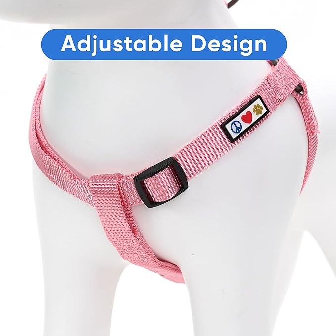 Pawtitas Solid Color Step-in Dog Harness - Pink Cherry Blossom, Large, for Puppy & Dog Training & Walking