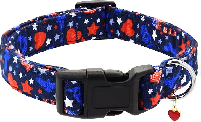 Bubblepup Dog Collar, Adjustable Dog Collar for Small Medium Large Dogs with Soft Cotton & Quick-Release Buckle