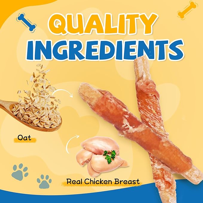 Dog Treats, Chicken Wrapped Oat Biscuits Stick, Dog Chews for Training w/Glucosamine Chondroitin, Rawhide Free