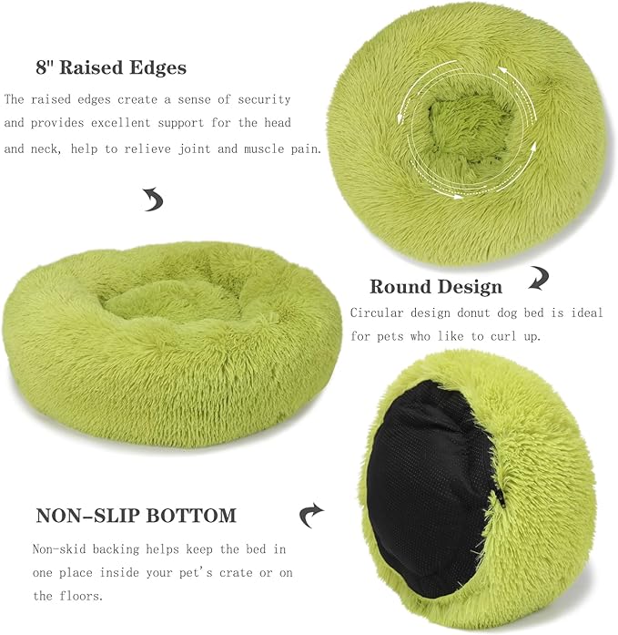 Calming Dark Gray Dog Bed for Medium Dogs - 30 Inch Washable Anti-Anxiety Bed