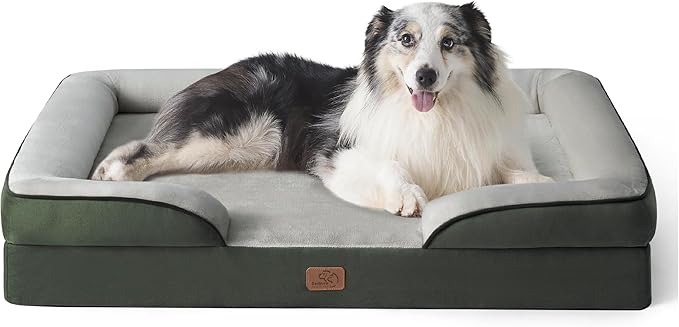 Bedsure Orthopedic Dog Bed for Extra Large Dogs - XL Washable Dog Sofa Beds Large, Supportive Foam Pet Couch Bed with Removable Washable Cover, Waterproof Lining and Nonskid Bottom, Dark Green，42inch