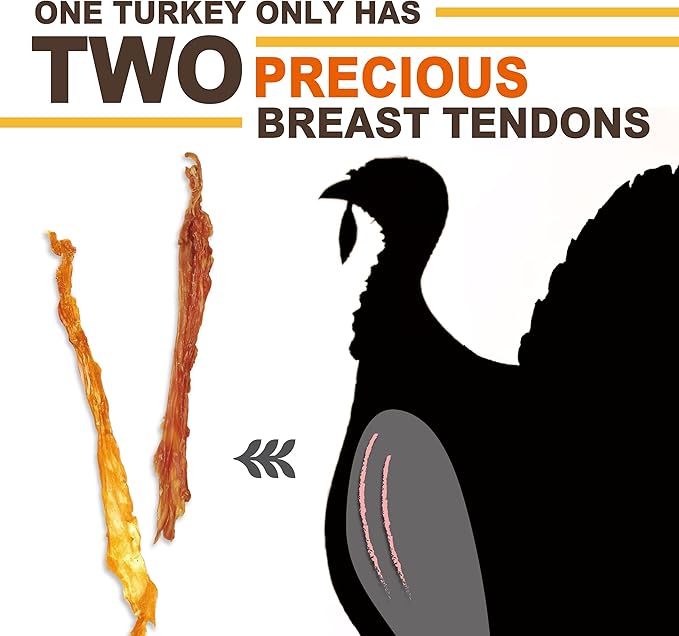 Gootoe Turkey Tendon Dog Treats, Bone (M) 1 lb, 100% USA Sourced Turkey, Natural Snack, Premium Puppy Chews, Hypoallergenic, Rawhide Free, Reseal Value Bag, Size for Medium Dogs