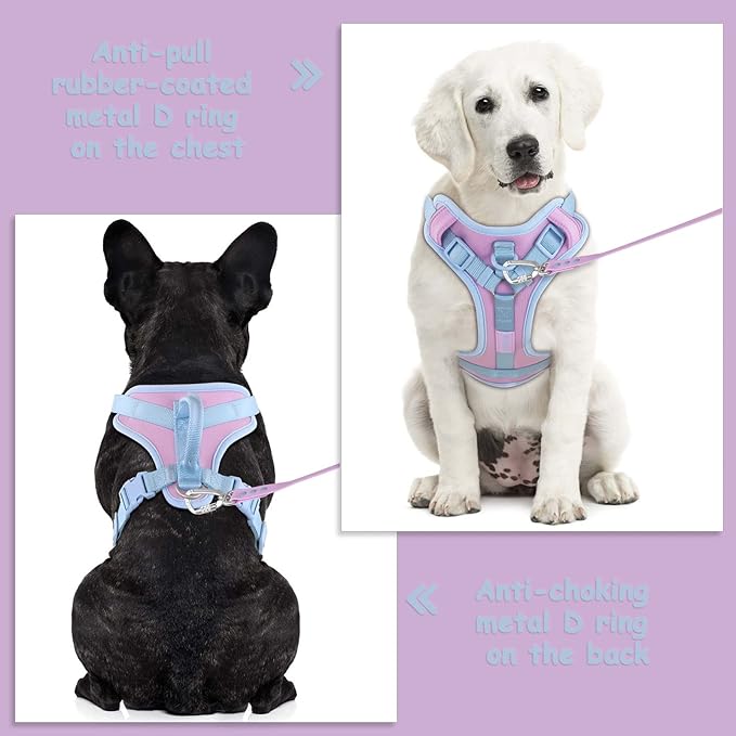 No Pull Dog Harness Adjustable Soft Padded Pet Vest with Control Handle Adorable Daily Harness for Dogs（Sweet Lilac XS）