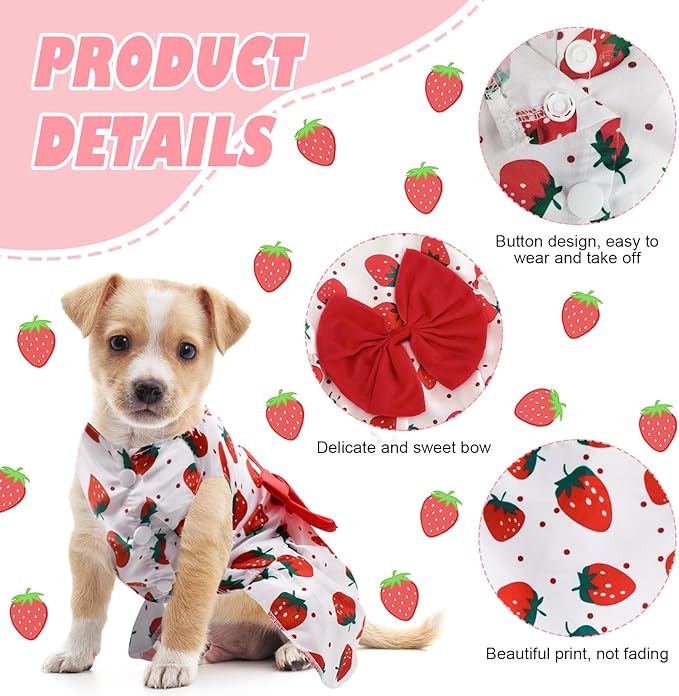 6 Pieces Dog Dresses for Small Dogs Girls, Cute Princess Puppy Kitten Dog Dresses with Flowers and Bowknot for Pet Cats, Small Dogs Outfits Female Pet Skirts Clothes for Chihuahua Yorkies