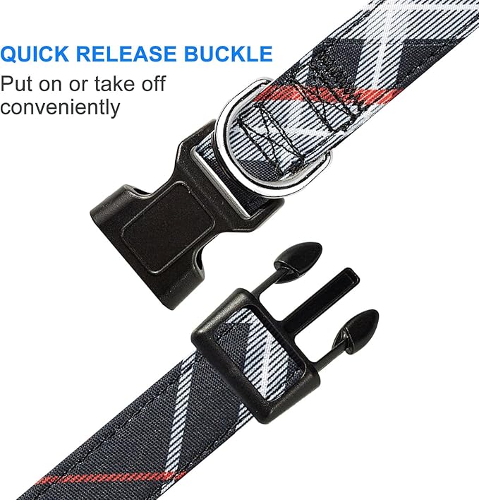 Nylon Dog Collar Soft Neoprene Padded Adjustable Dog Collars for Small Medium Large Dogs (S Neck 12"-15.5", Black)