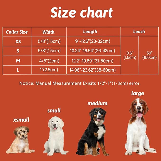 Dog Collar and Leash Set Girls Adjustable Puppy Collars with Floral Bow Tie for Small Medium Large Female Dogs, Orange Paisley,M