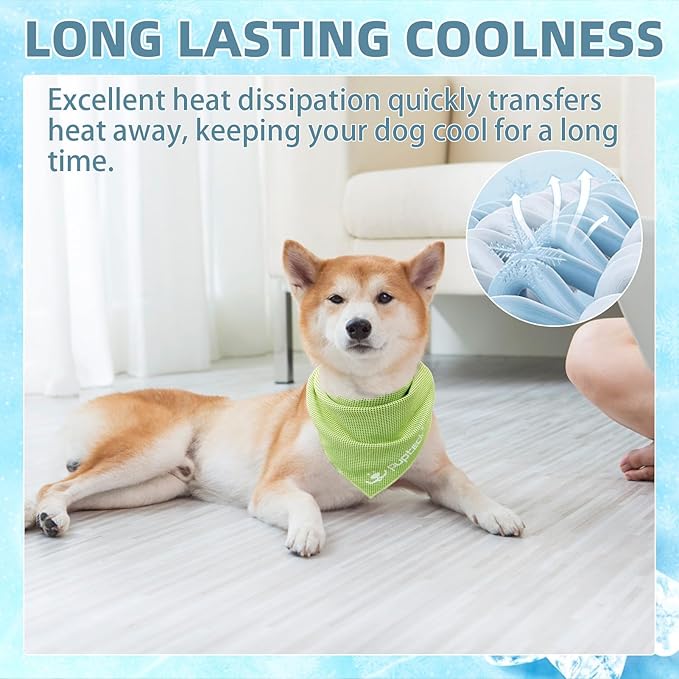 PUPTECK Dog Cooling Bandana for Hot Summer, 4 Pack Spring Cat Pet Scarf Instant Cooling Towels, Ice Neck Cooler Wraps for Small Medium Large Dogs