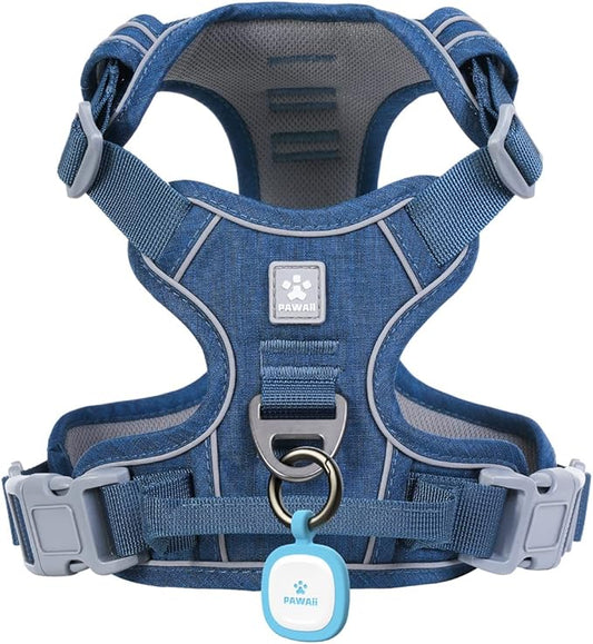 Pawaii No Pull Dog Harness with Pet ID Tag,Reflective Strips No Choke Front O Ring Breathable Mesh Adjustable Soft Padded Pet Vest with Easy Control Handle for Small Dogs