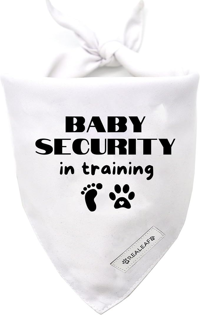 Realeaf Baby Security in Training Dog Bandanas Pet Scarf for Large and XLarge Dogs Pregnancy Announcement Pet Accessories Pregnancy Reveal Ideas (Baby Security in Training, X-Large)