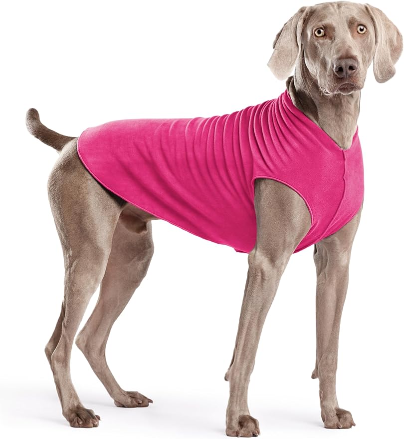 Stretch Fleece Dog Coat, Stretchy Pet Sweater, Machine Washable Pullover for Winter and Fall, Fuchsia, 22