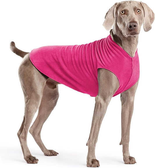 Stretch Fleece Dog Coat, Stretchy Pet Sweater, Machine Washable Pullover for Winter and Fall, Fuchsia, 22