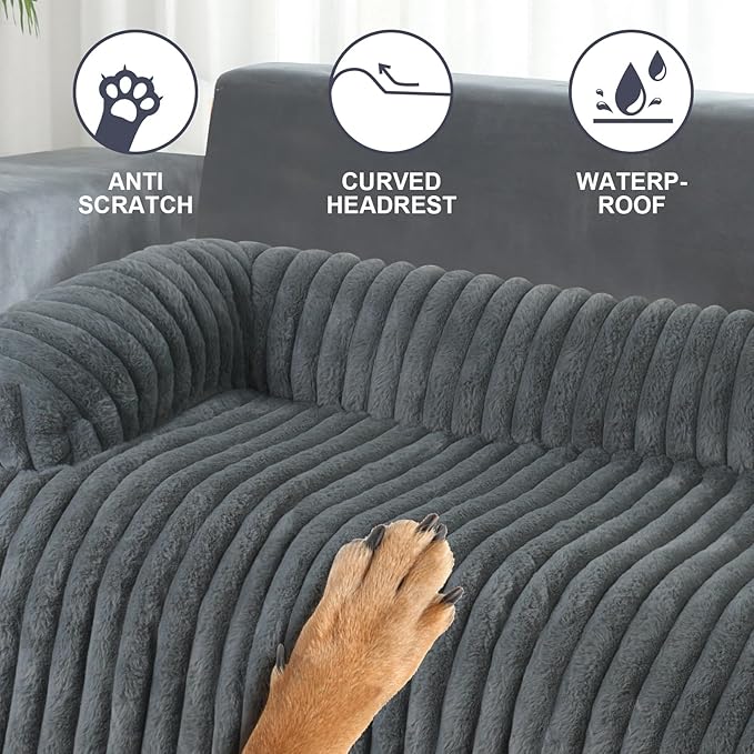 Luxurious Dog Couch Bed, Washable Calming Dog Couch Cover, Removable Couch Protector for Dogs, Waterproof Sofa Bed, Pet Bed Mats for Couch, Pet Couch Covers for Sofa(Grey, L)