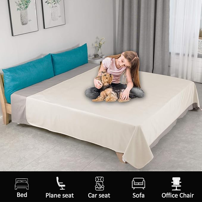 Ameritex Pet Bed Blanket Reversible 100% Waterproof Velvet Super Soft for Sofa and Bed (52x82 Inches, Cream+Beige)