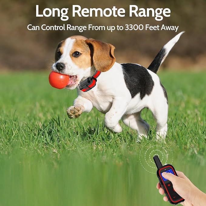Dog Training Collar Electric Dog Collar with 4 Training Modes and Rechargeable Remote Waterproof Range 3300Ft for Small Medium Large Dogs(Red)