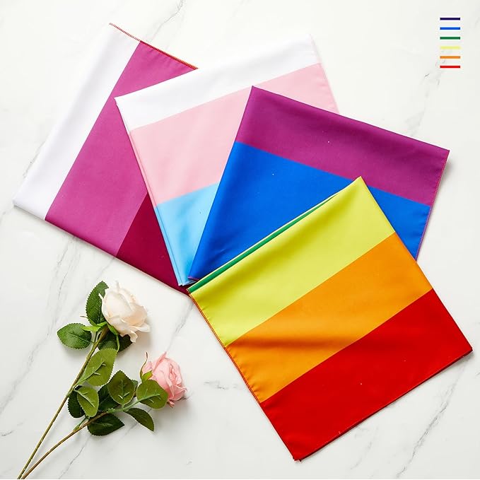 4 Pack Rainbow Bandanas Trans Pride Bisexual, Lgbt Square Scarves Lesbian Single Sided Print Headwrap Handkerchiefs Pride Flag Bandana