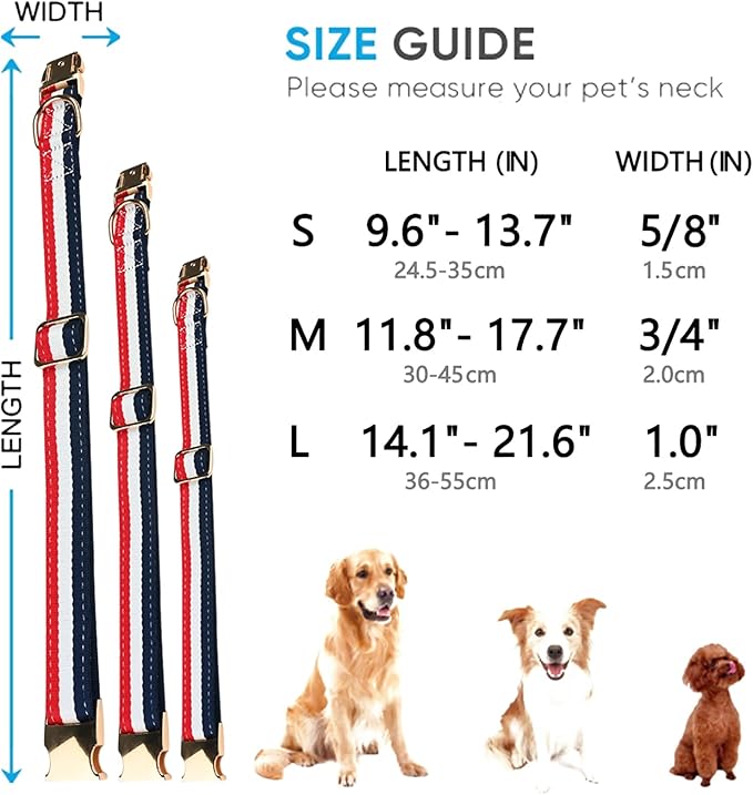 Luxury Dog Collar, Cute Dog Collars, Durable Pet Collars with Metal Buckle Safety for Large Dogs