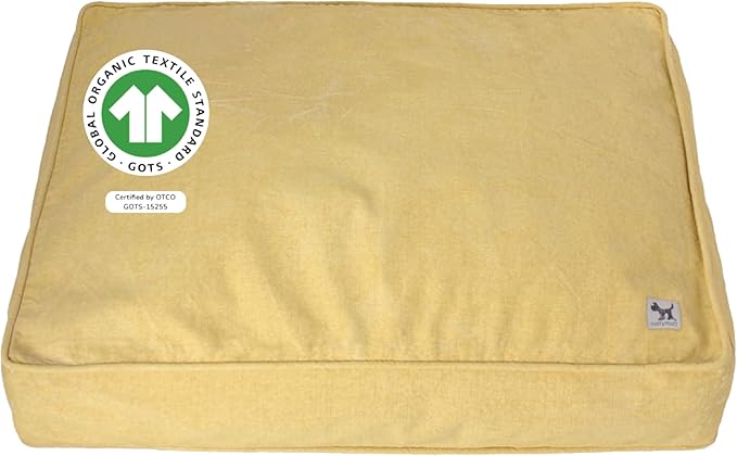 Molly Mutt Elysium Dog Bed Duvet Cover, GOTS-Certified 100% Cotton Canvas Cover for Dog, Puppy, or Cat Bed, Durable, Washable, and Free of Harmful Chemicals, Medium/Large, 27"x36"x5", Yellow