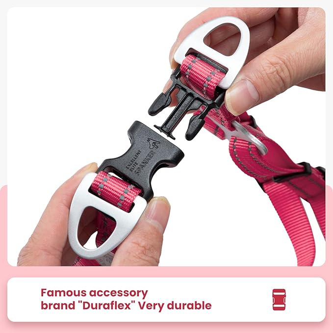 EXCELLENT ELITE SPANKER No Pull Dog Harness Adjustable Nylon Step-in Easy Pet Vest Chest Strap with Reflective and Leash Ring for Small Medium Large Breed Dogs Training Walking(Pink-S)
