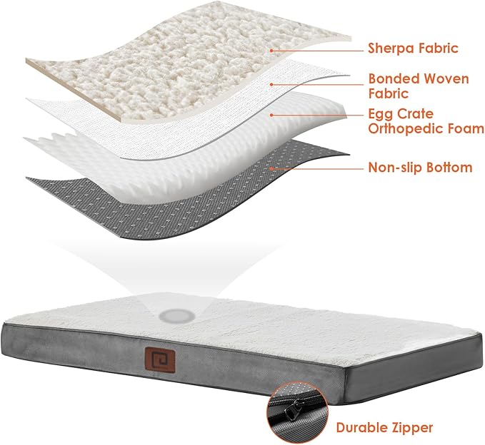EHEYCIGA Orthopedic Dog Beds, Egg Crate Dog Bed Pet Mat with Washable Removable Cover, All Size Dogs