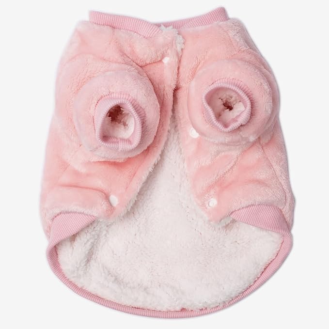 FabriCastle Dog Sweater, Small Dog Clothes for XS to XL Dogs Girl & Boy, Ultra Soft and Warm Cat Coat, Winter Pet Jacket, Doggy Apparel Costumes, Fleece Puppy Outfits Snap On (Pink, X-Small)