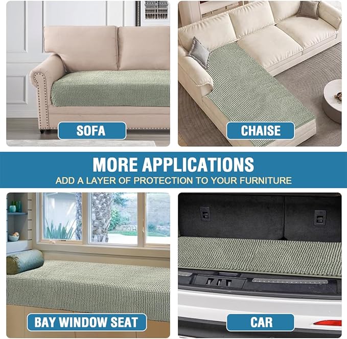 H.VERSAILTEX Plush Chenille Dog Bed Cover Thick Soft Sofa Cover for 3 Cushion Couch Anti Slip Couch Cover Furniture Protector for Dog, Pet, Cat (35" x 74", Sea Foam)