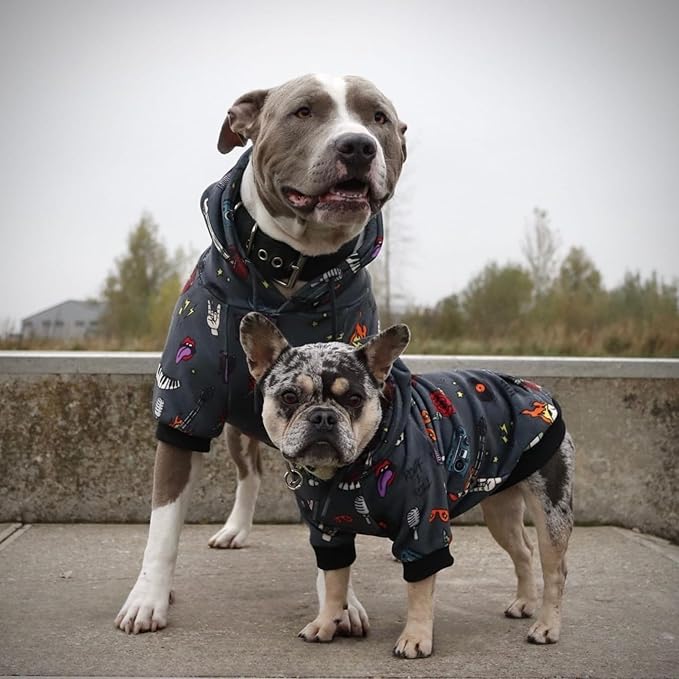 Spark Paws Dog Hoodie - Premium Quality, Buttery Soft, Superior Comfort and Fit, Calming Fleece Interior, Suitable for All Breeds - Rock and Roll - XL