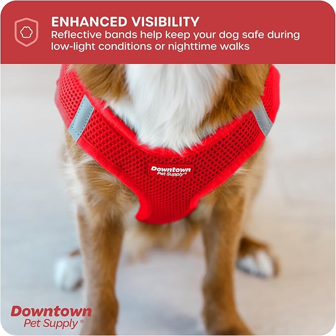 Downtown Pet Supply Step in Dog Harness No Pull, XX-Large, Red - Adjustable Harness with Padded Mesh Fabric and Reflective Trim - Buckle Strap Harness for Dogs