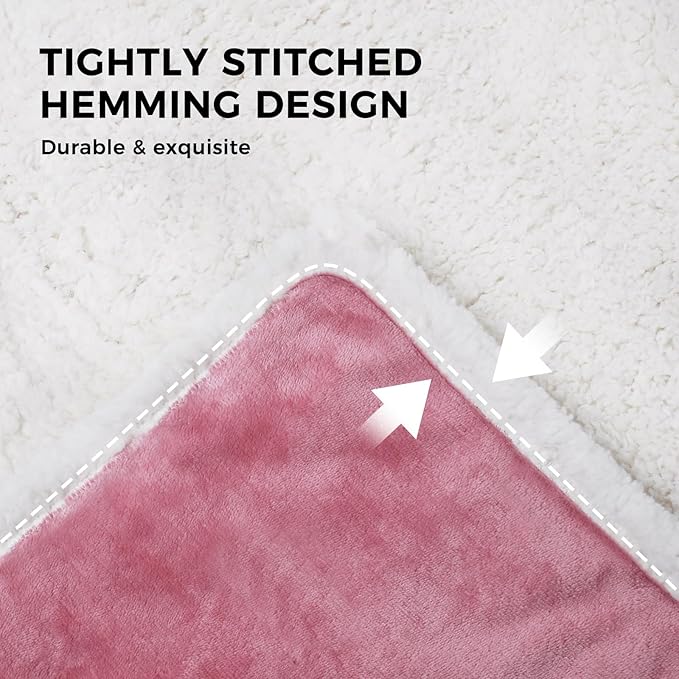 Luciphia Waterproof Blanket for Large Dogs Liquid Proof Furniture Protector Washable Pet Reversible Bed Cover for Couch Soft Sherpa Fleece Cat Blanket for Small Medium Pink White Medium（57" x 40"）