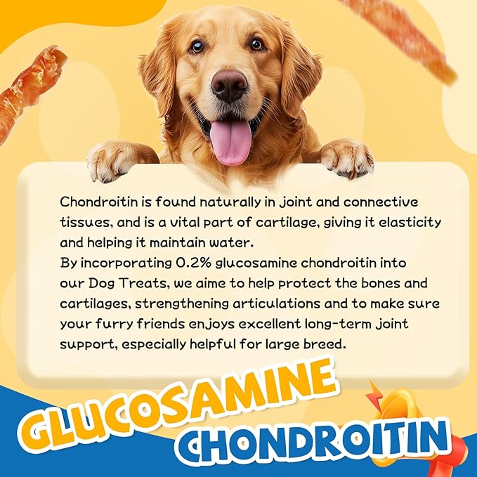 Dog Dental Treats, Chicken Wrapped Peanut Butter Sticks, Healthy Training Snacks for Dogs, Easy to Digest, w/Glucosamine Chondroitin
