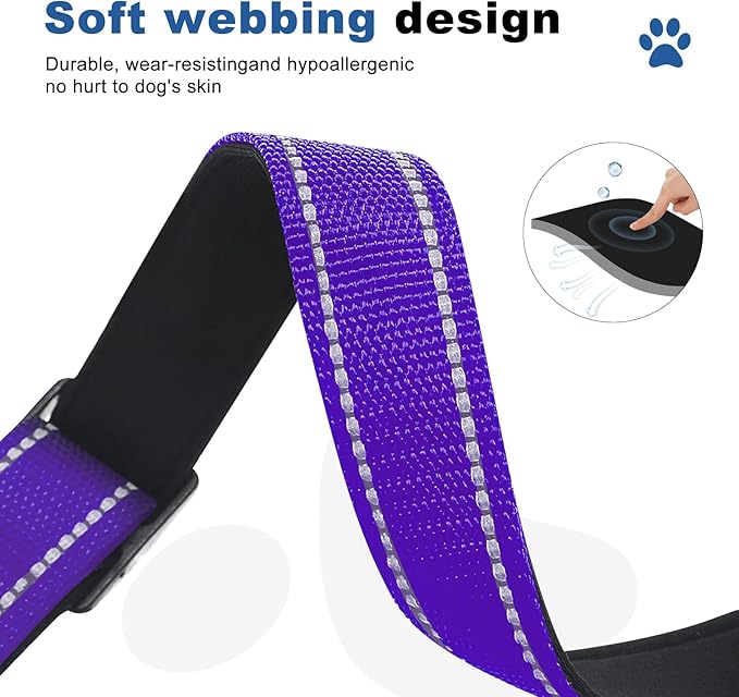 Reflective Martingale Dog Collars. Dog Collar with Quick Release Buckle. Adjustable Soft Padded Breathable Nylon Pet Collar Suitable for Puppies for Small Medium Large Dogs.