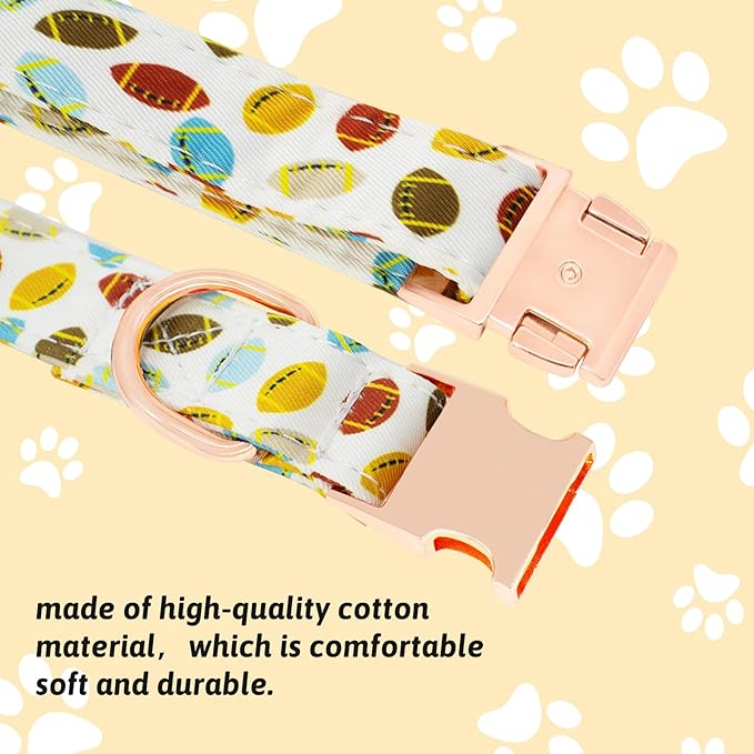 Dog Collar and Leash Set Girls Adjustable Puppy Collars with Floral Bow Tie for Small Medium Large Female Dogs, Rugby, XS