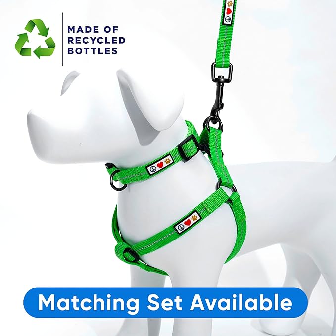 Pawtitas ♻️ Recycled Dog Harness with Reflective Stitched a Puppy Harness Made from Plastic Bottles Collected from Oceans Small Earth Green